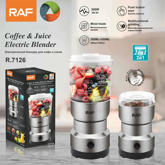 RAF Coffee & Juice Electric Blender R.7126 with metal blades, 300W power, push button start, 2-in-1 multifunctional grinder