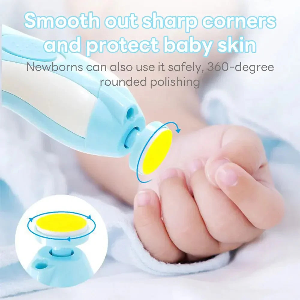  Baby nail grinder smoothing sharp corners with 360-degree rounded polishing on infant's finger