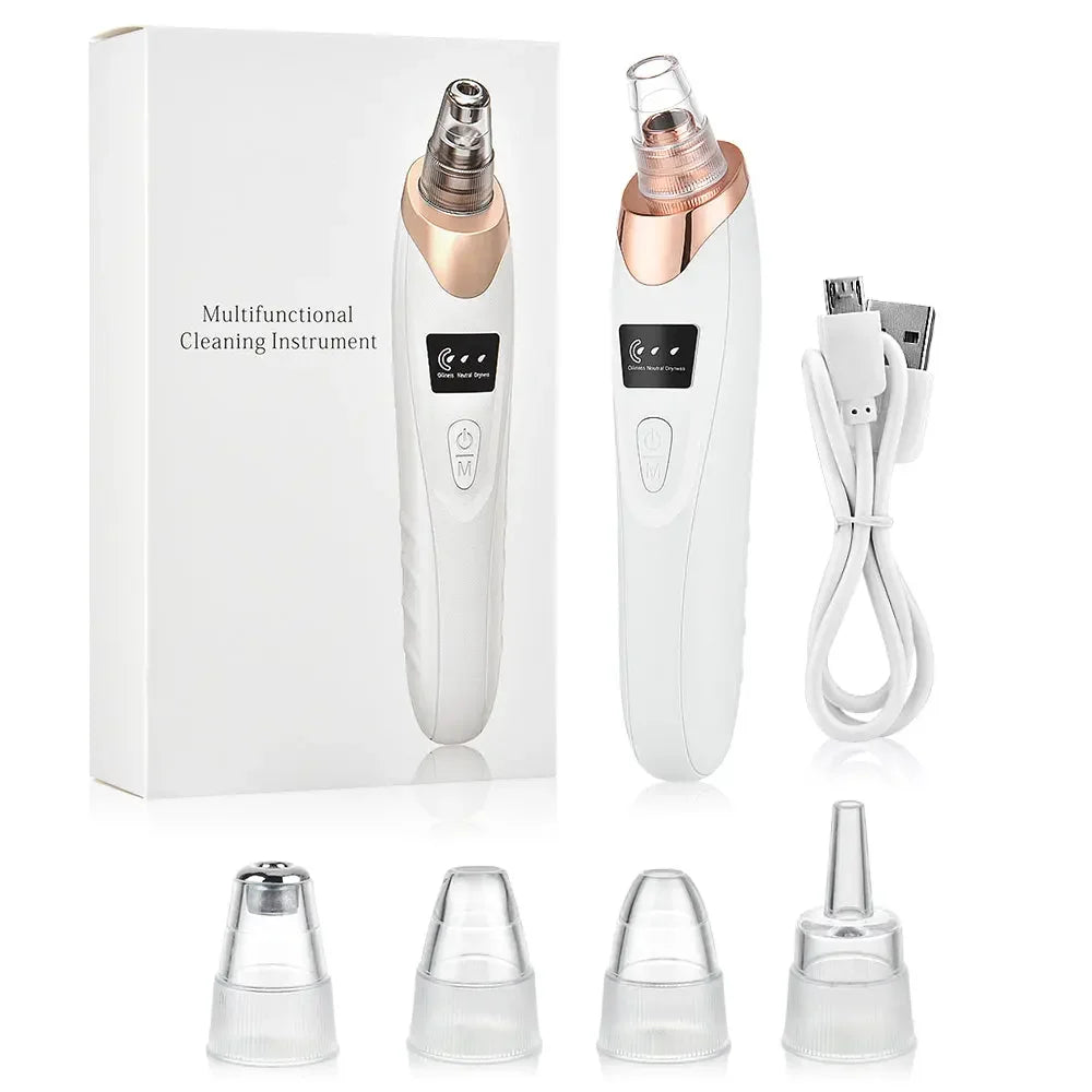 Multifunctional cleaning instrument kit with USB charger and four interchangeable suction heads