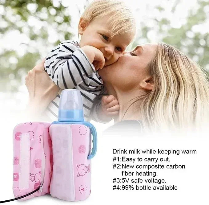 Portable USB baby feeder warmer bag with Insulated Fabric and USB charging cable