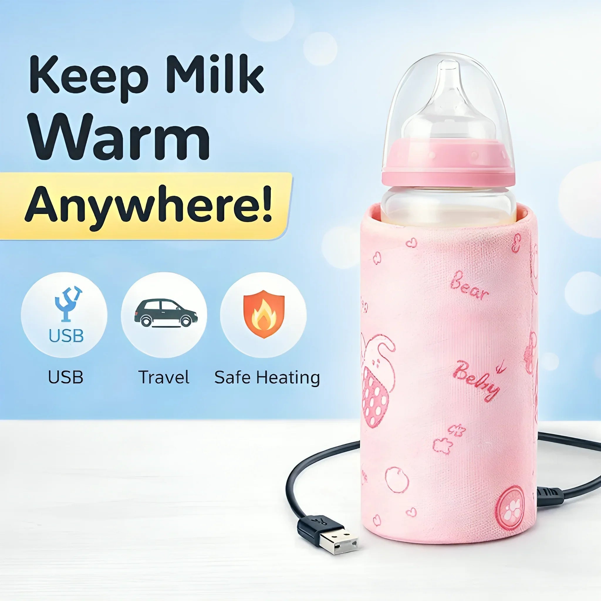 USB Baby feeder warmer bag for milk bottles