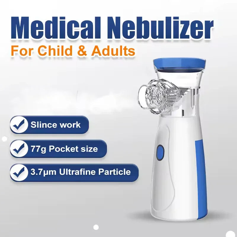 Medical nebulizer device for children and adults with ultrafine particle size, compact and lightweight design