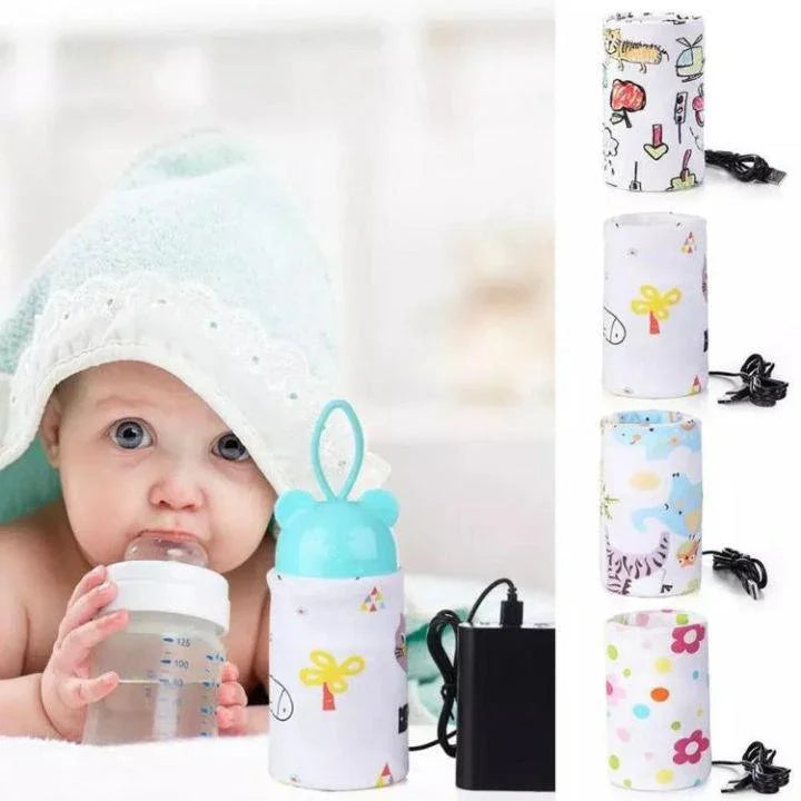 Portable USB Baby Feeder Warmer Bag used to gently warm milk bottles during travel and night feeding